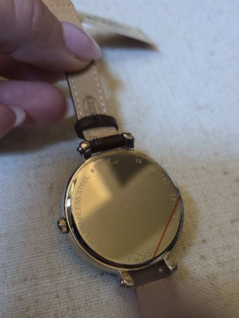 Fossil Brown Leather Strap Watch with Rose-Gold Accents - Picture 4 of 5